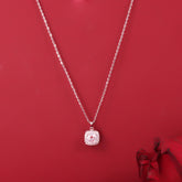 Silver Square Pendant With Chain